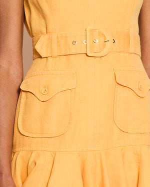Zimmermann Light Orange Linen Mini Sleeveless Dress with Belt Detail Size 1 (UK 10)