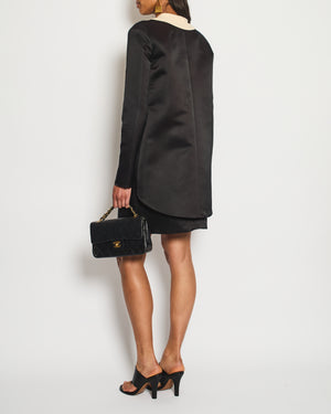 Chanel 08A Black, Cream Silk Jacket, Top and Dress Three-Piece Set with CC Logo Buttons Size FR 36 (UK 8)