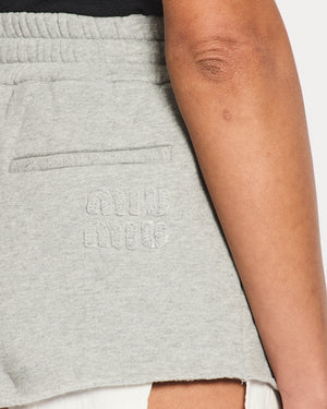 Miu Miu Grey Logo Cotton Shorts Size IT 38 (UK 6)