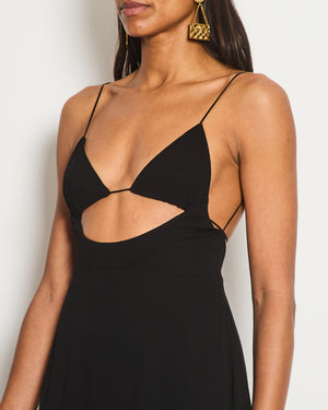 Saint Laurent Black Strap Midi Dress with Cut Out Detail Size FR 34 (UK 6)