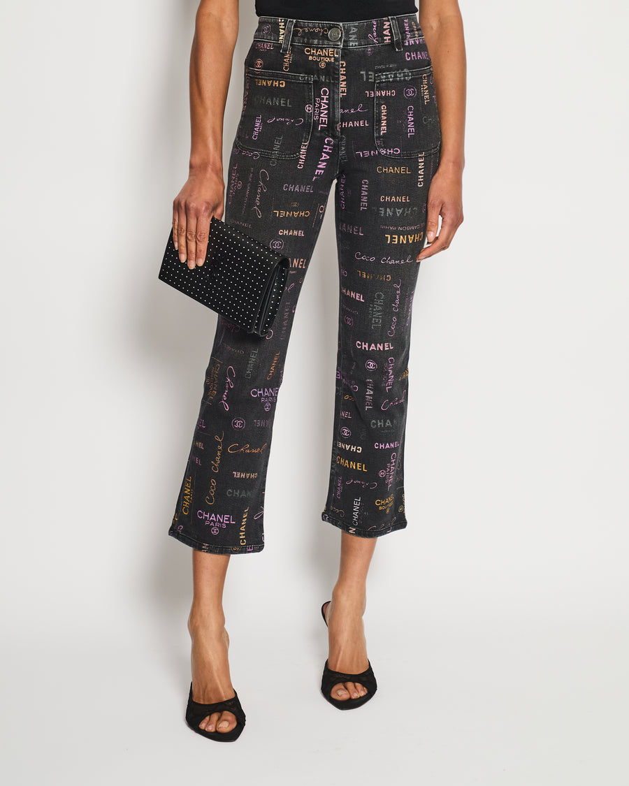 Chanel 22/P Black Logo Skinny Jeans with Pocket Detail Size FR 34 (UK 6)