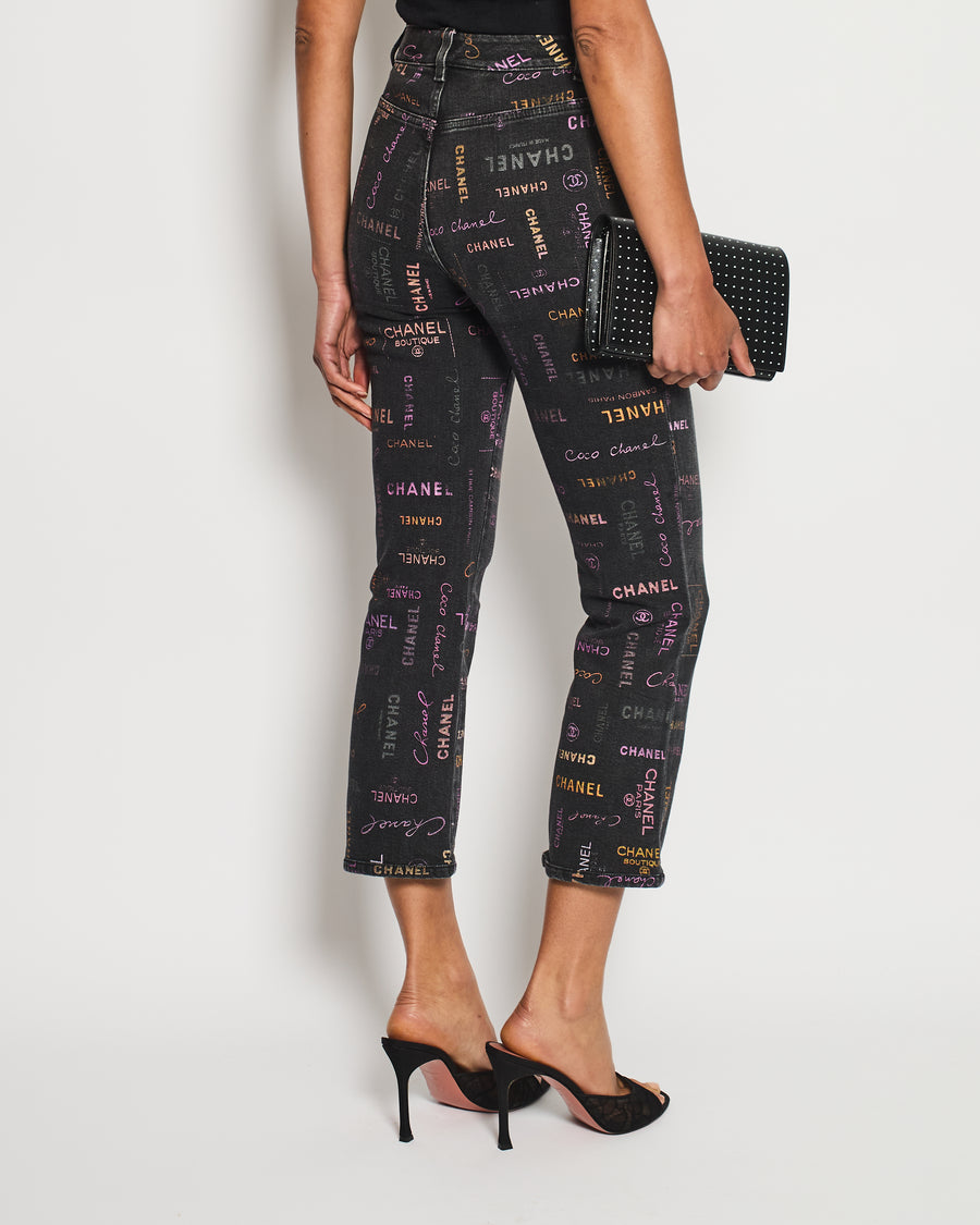 Chanel 22/P Black Logo Skinny Jeans with Pocket Detail Size FR 34 (UK 6)