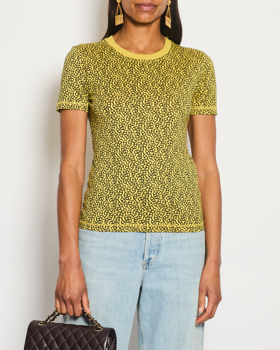 Hermès Yellow Chain D'Ancre Round Neck T-shirt Size FR 34 (UK 6)