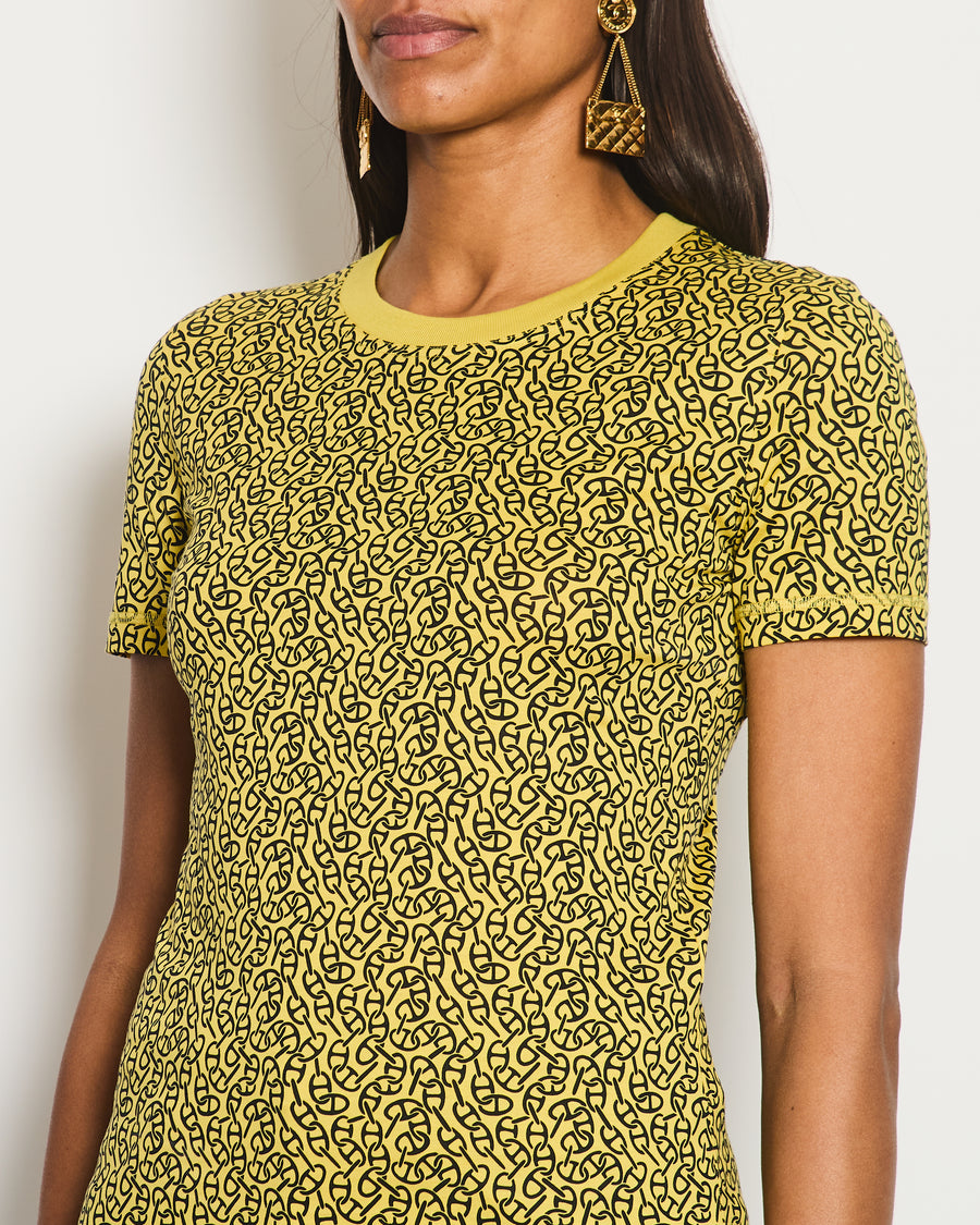 Hermès Yellow Chain D'Ancre Round Neck T-shirt Size FR 34 (UK 6)