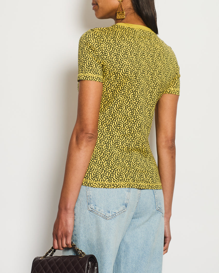 Hermès Yellow Chain D'Ancre Round Neck T-shirt Size FR 34 (UK 6)