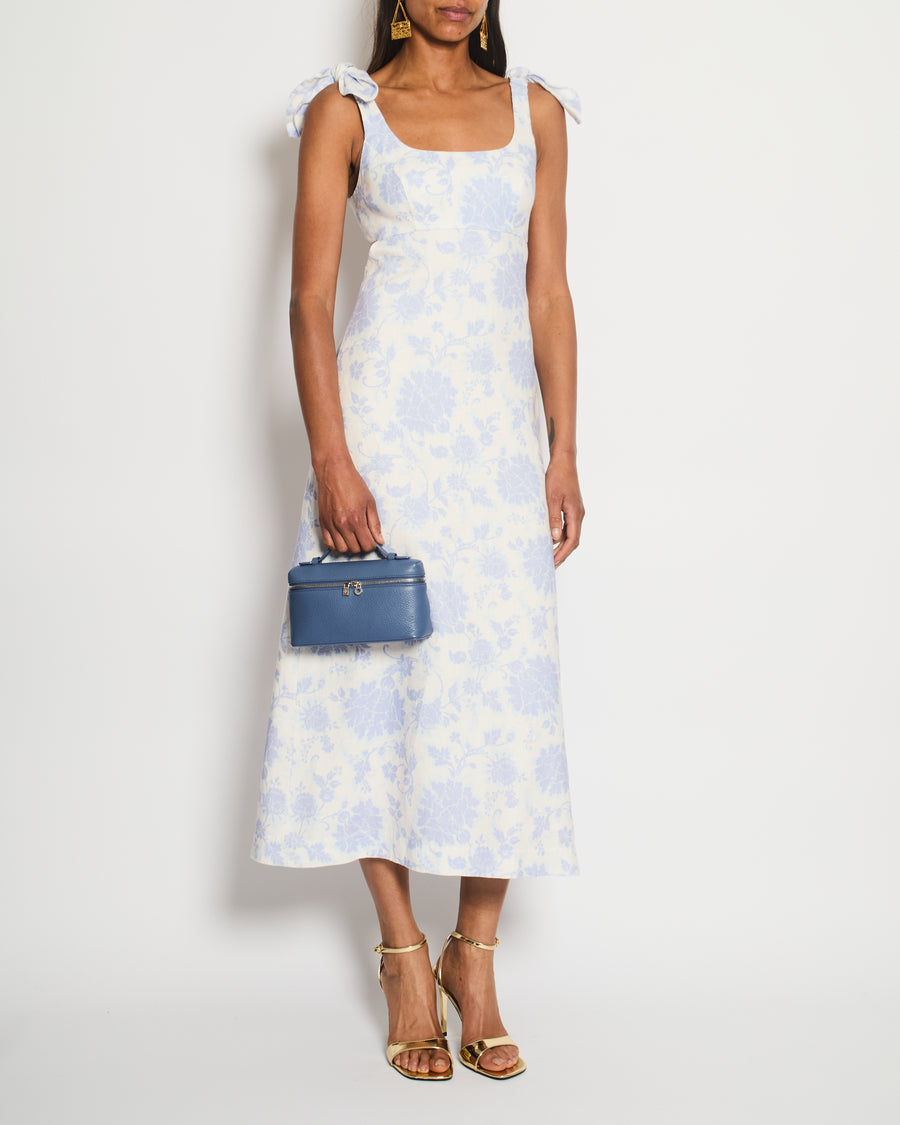 Zimmermann Lilac Strap Floral Midi Dress with Bow Detail Size 0 (UK 8)