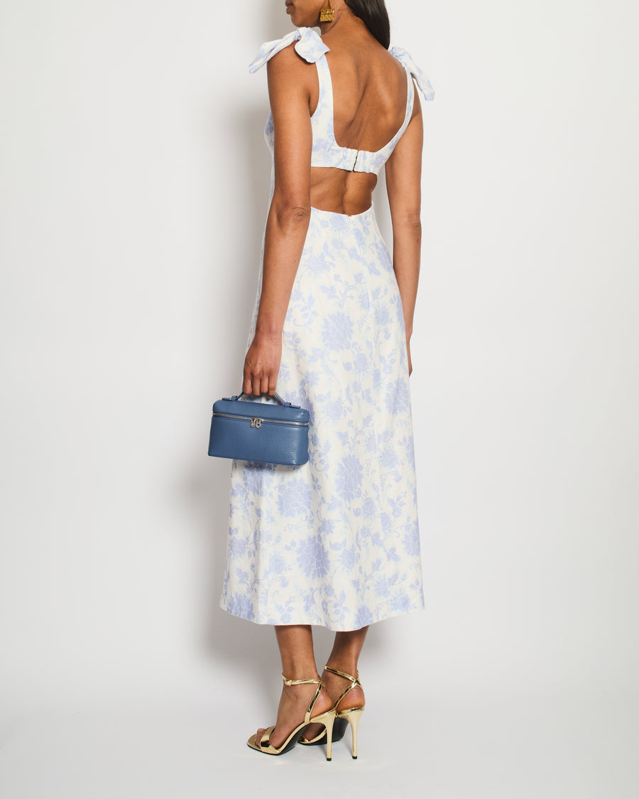 Zimmermann Lilac Strap Floral Midi Dress with Bow Detail Size 0 (UK 8)
