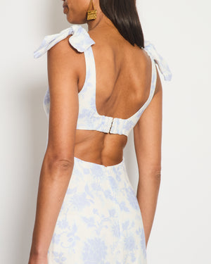 Zimmermann Lilac Strap Floral Midi Dress with Bow Detail Size 0 (UK 8)