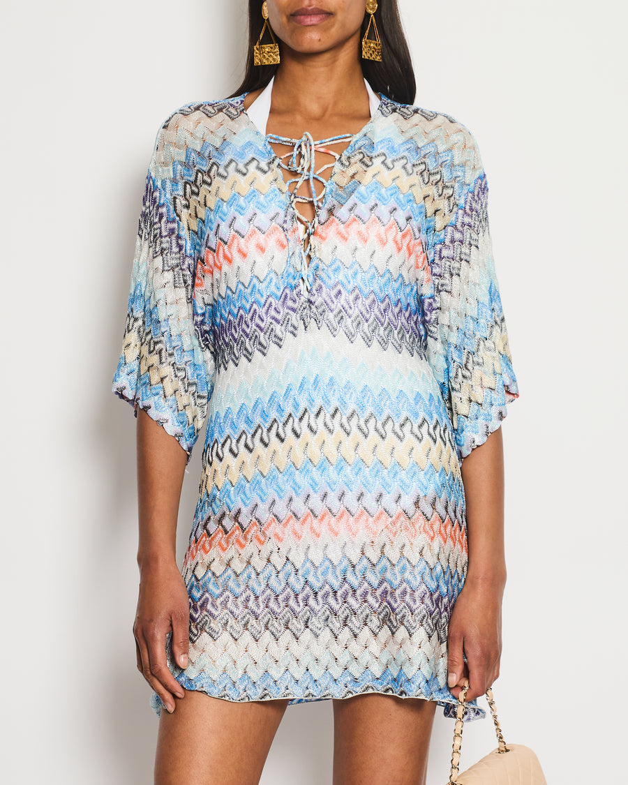 Missoni Blue Zig-Zag Print Beach Cover Up Size IT 38 (UK 6)