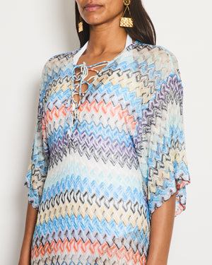 Missoni Blue Zig-Zag Print Beach Cover Up Size IT 38 (UK 6)