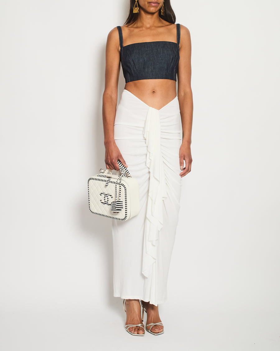 Christopher Esber White Ruched Midi Skirt Size UK 8