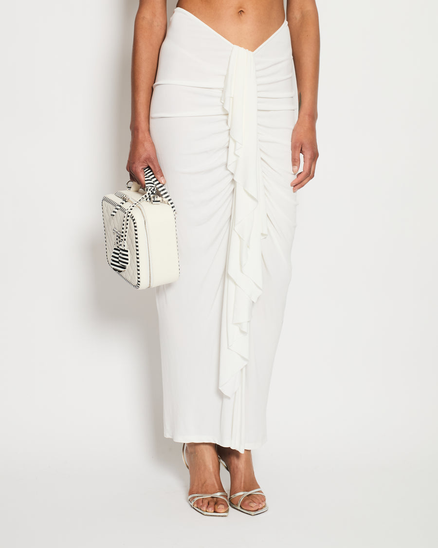 Christopher Esber White Ruched Midi Skirt Size UK 8