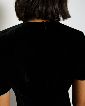 Saint Laurent Black Velvet Short-Sleeve Mini Dress Size FR 34 (UK 6)