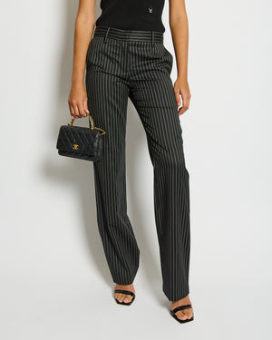 Magda Butrym Black Striped Wool Trousers Size FR 34 (UK 6) RRP £700