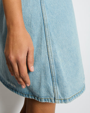 Prada Black Light Blue Mini Dress with Logo Detail and Distressed Hem Size IT 38 (UK 6)