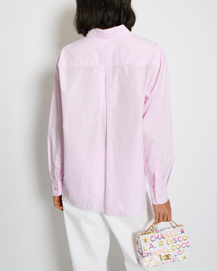 Chanel 24/B Pink Button Down Shirt with Logo Button Detail Size FR 36 (UK 8)