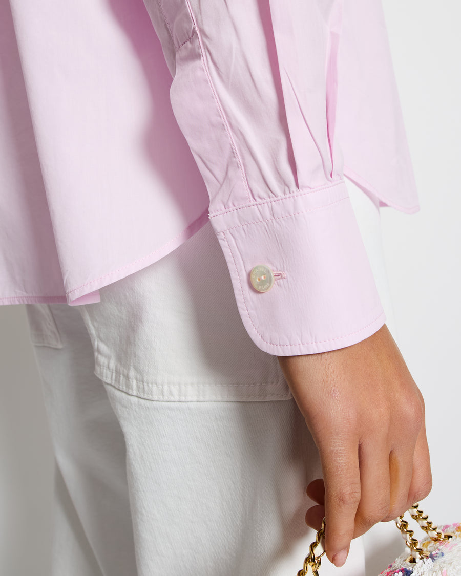 Chanel 24/B Pink Button Down Shirt with Logo Button Detail Size FR 36 (UK 8)