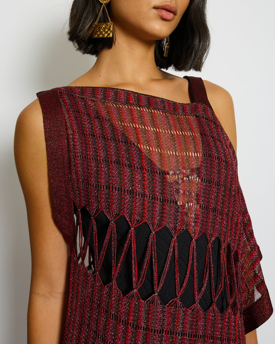 Missoni Red Cut-Out Beach Dress with Tassel Detail Size IT 38 (UK 6)
