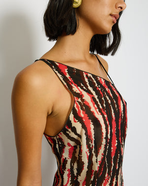 Missoni Red One Shoulder Printed Midi Dress Size IT 38 (UK 6)