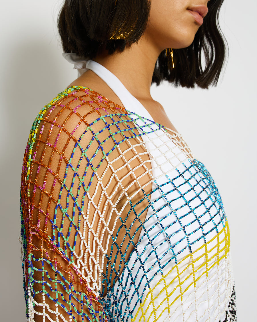 Missoni Blue Beaded Short Sleeve Beach Top Size XS (UK 6/8)