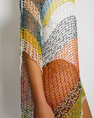 Missoni Blue Beaded Short Sleeve Beach Top Size XS (UK 6/8)