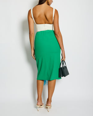 Prada Green and Blue Midi Skirt with Ostrich Feather Details Size IT 38 (UK 6)