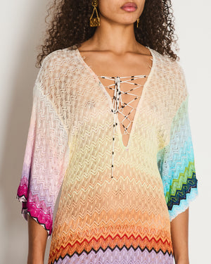 Missoni Multicolour Zigzag Beach Cover-Up Short Sleeve Maxi Dress Size IT 38 (UK 6)