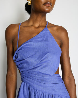 Zimmermann Blue Linen Strap Midi Dress Size OP (UK 6P)