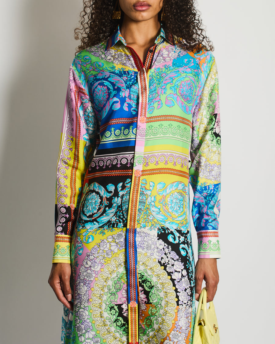 Versace Multicolour Long Sleeve Floral Printed Maxi Dress Size IT 42 (UK 10)