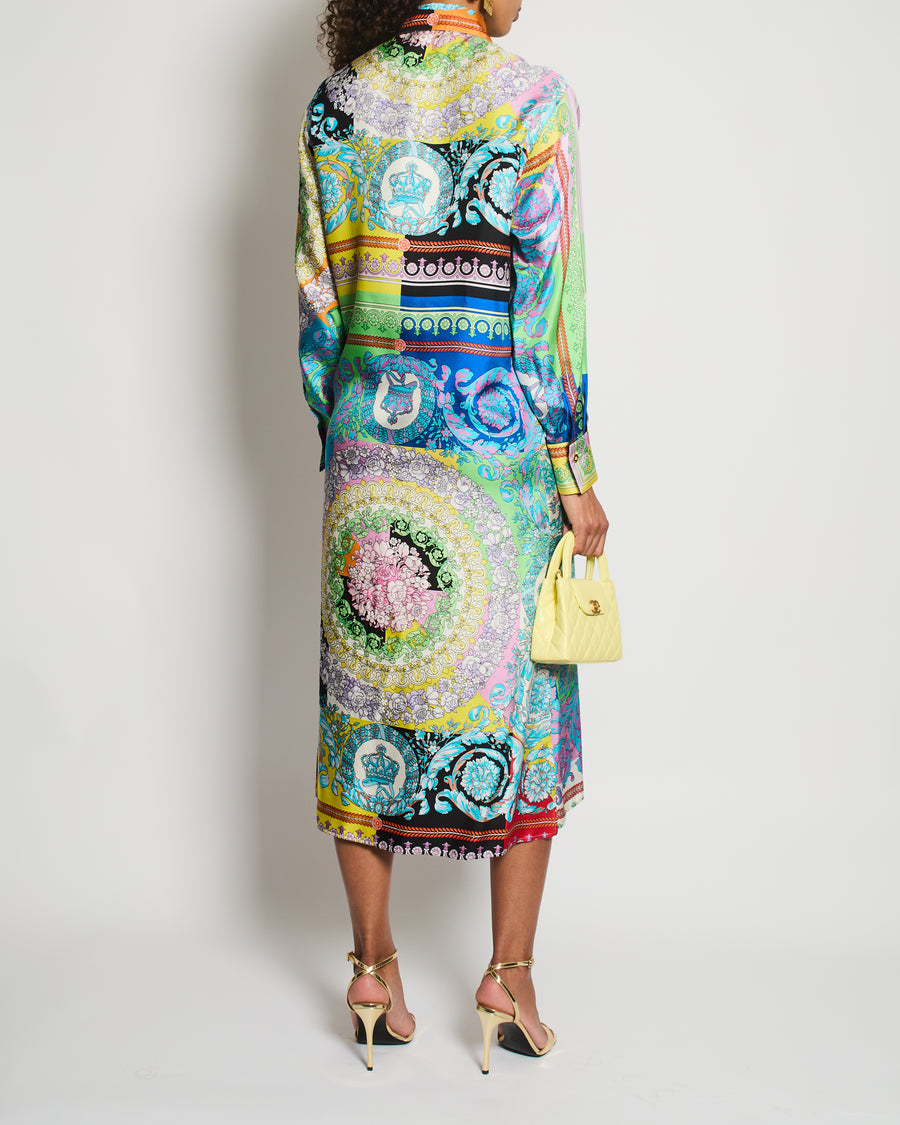 Versace Multicolour Long Sleeve Floral Printed Maxi Dress Size IT 42 (UK 10)