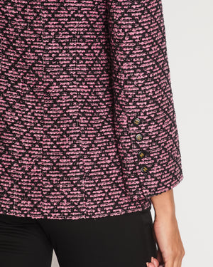 Chanel 95A Black and Pink Tweed Jacket with Gold CC Logo Buttons Size FR 40 (UK 12) 