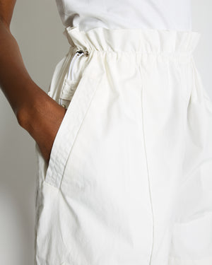 Hermès White Shorts With Ruched Waistband and Drawstring Detail Size FR 36 (UK 8)