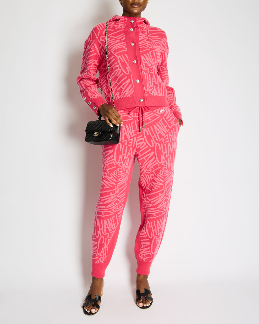 Chanel 21N Hot Pink Cashmere Joggers with Logo Details Size FR 40 (UK 12) RRP £2,370