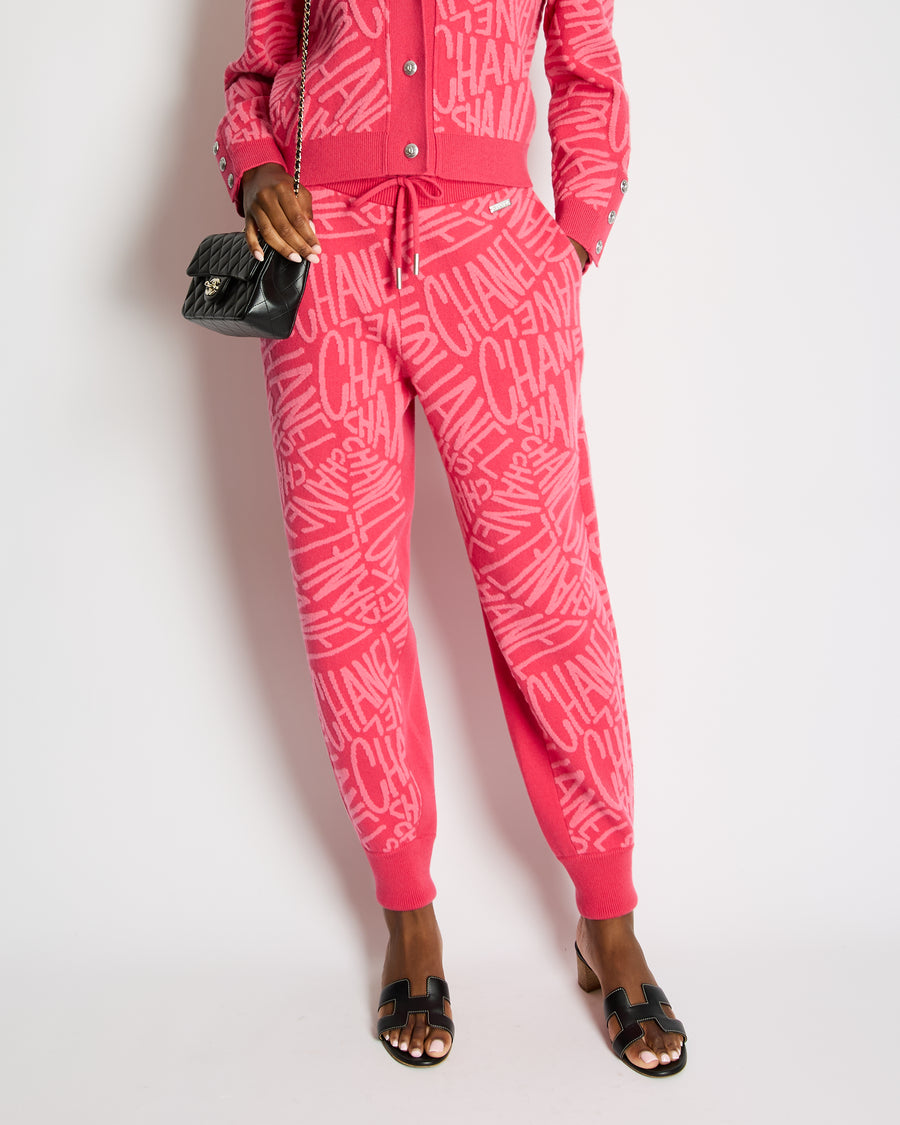Chanel 21N Hot Pink Cashmere Joggers with Logo Details Size FR 40 (UK 12) RRP £2,370