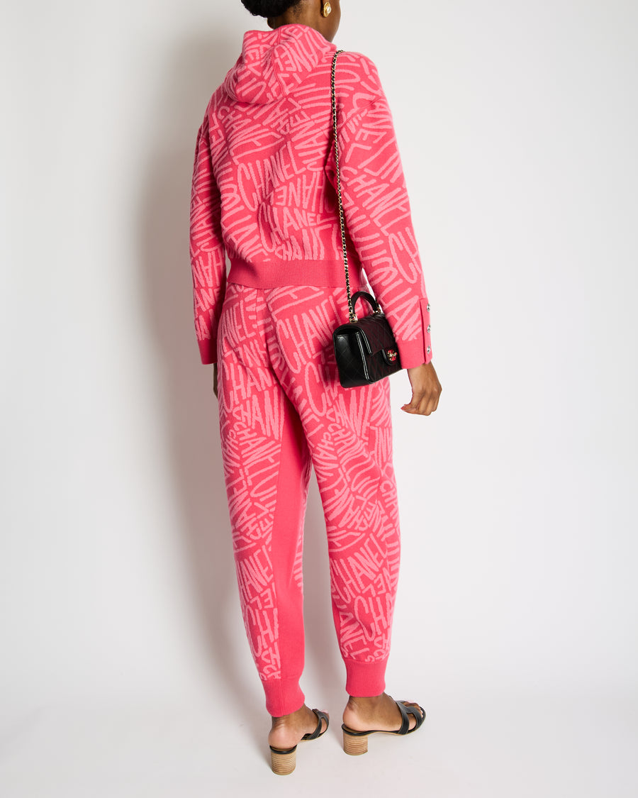 Chanel 21N Hot Pink Cashmere Joggers with Logo Details Size FR 40 (UK 12) RRP £2,370