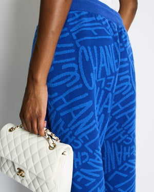 Chanel 21N Electric Blue Cashmere Jogging Bottom with Logo Detail Size FR 44 (UK 14) RRP £2,370