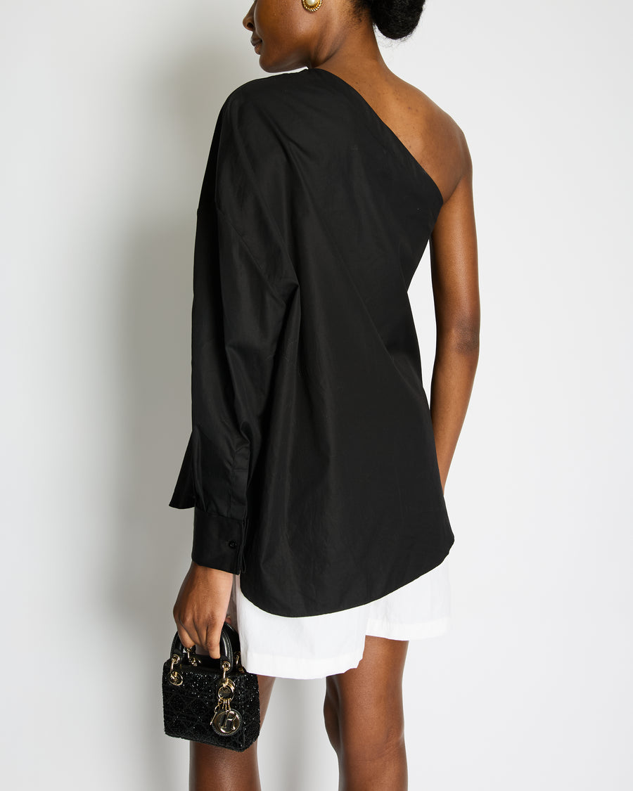 Christian Dior Black Cotton One Sleeve Top FR 38 (UK 10)