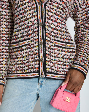 Chanel Multi-Colour Long Sleeve Cashmere Blend Knit Cardigan with Silver CC Logo Buttons Size FR 36 (UK 8)