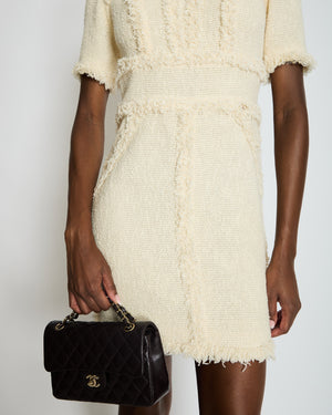 Chanel 10/P Cream Short Sleeve Tweed Midi Dress Size FR 36 (UK 8)