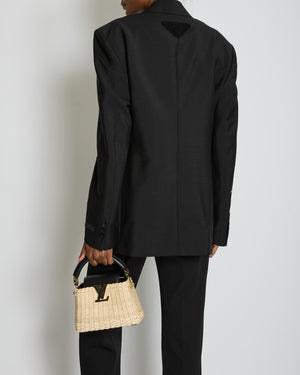Prada Black Single Breasted Blazer with Triangle Logo at the Back IT 48 (UK 16)
