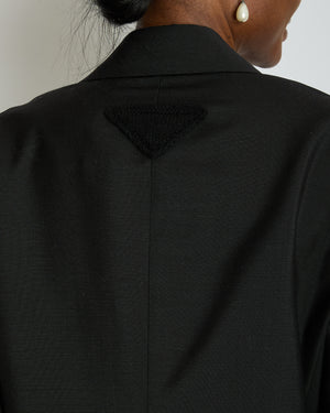 Prada Black Single Breasted Blazer with Triangle Logo at the Back IT 48 (UK 16)