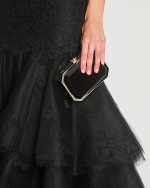 Oscar De La Renta Lace Sleeveless Maxi Gown Dress with Floral Lace Embellishment Details Size US 4 (UK 8)