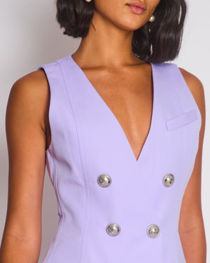 Balmain Lilac Gilet Double Breasted Dress with Silver Buttons Size FR 38 (UK 10)