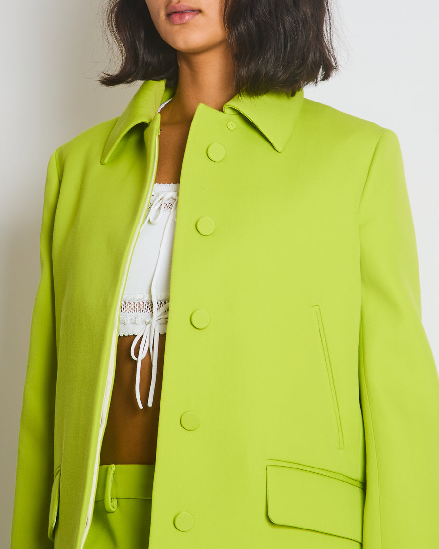 Gucci Lime Green Wool Shorts & Jacket Set With Silver Logo Detail Size IT 38/40 (UK 6/8)