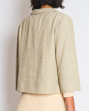 Chanel 99P Cream with Silver Thread Tweed Jacket Size FR 42 (UK 14)