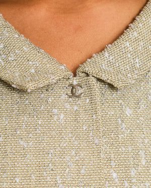 Chanel 99P Cream with Silver Thread Tweed Jacket Size FR 42 (UK 14)