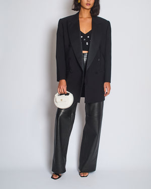 Saint Laurent Black Blazer with Satin Lapel and Cuff Buttons FR 40 (UK 12)