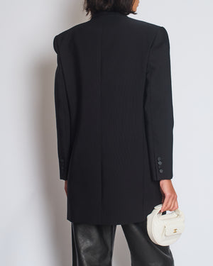 Saint Laurent Black Blazer with Satin Lapel and Cuff Buttons FR 40 (UK 12)