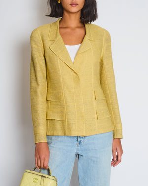 Chanel Cruise 1999 Yellow Blazer Jacket With Transparent CC Logo Buttons FR 40 (UK 12)