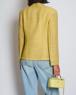 Chanel Cruise 1999 Yellow Blazer Jacket With Transparent CC Logo Buttons FR 40 (UK 12)